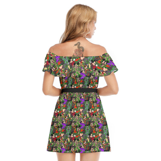 Halloween Costume Mashup - Women's Off-shoulder Ruffle Dress