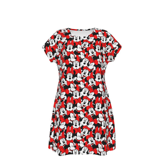 Many Faces of Polka Dot Mouse - Women's T-Shirt Dress