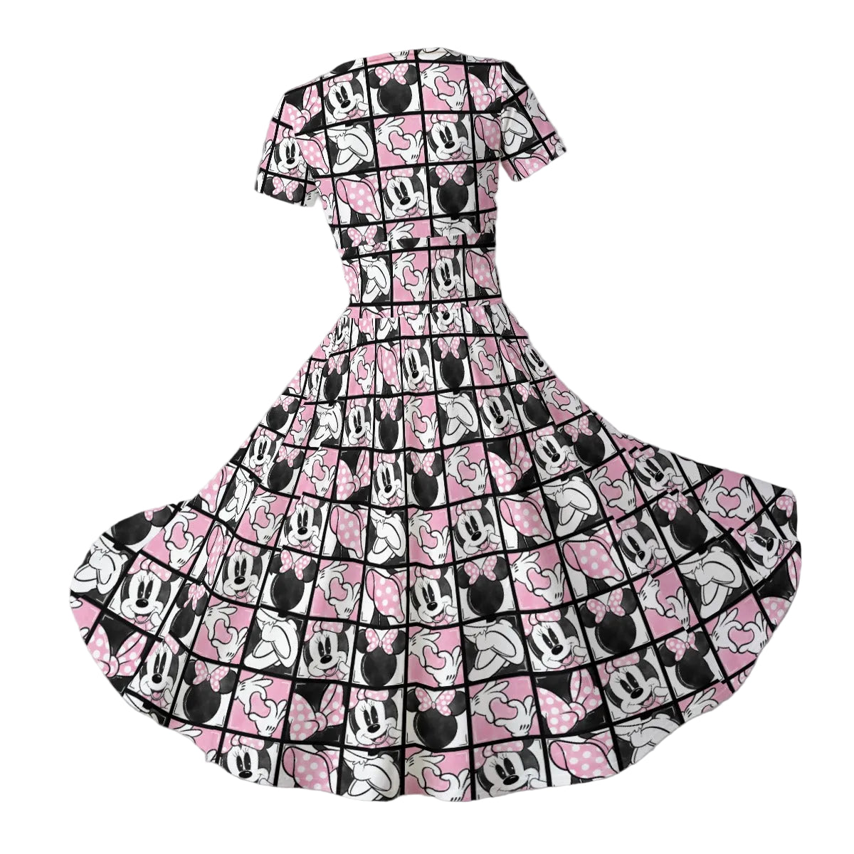 Mouse Bow Block Party - Women's V-Neck Ruched Midi Dress