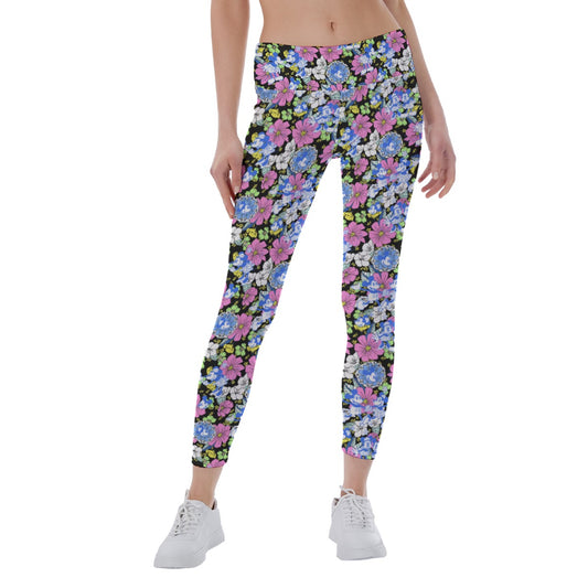 Garden Whimsy - Vintage Mouse Romancennie - Women's Yoga Leggings