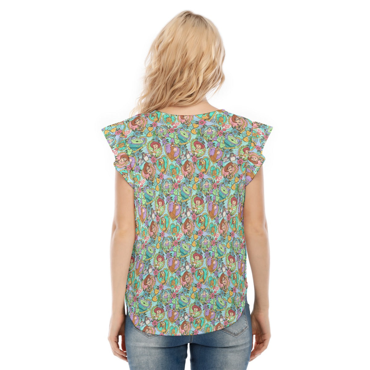 Tattoo Hearts Space Cowboys & Friends - Women’s Flutter Sleeve Top