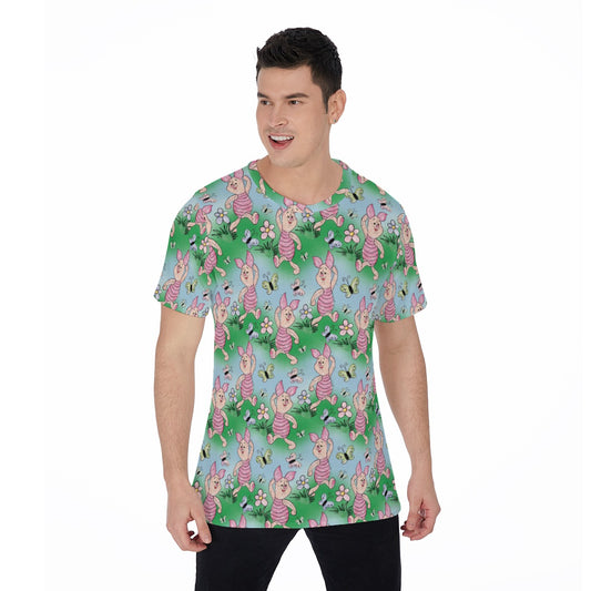 Sketched Shy Friend and Butterflies - Men's Short Sleeve T-Shirt