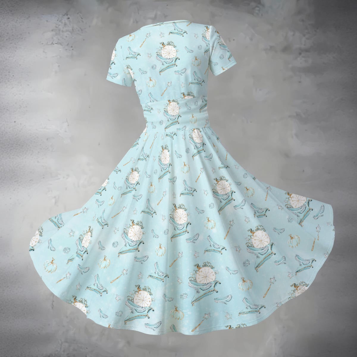 Enchanted Glass Slipper - Women's V-Neck Ruched Midi Dress