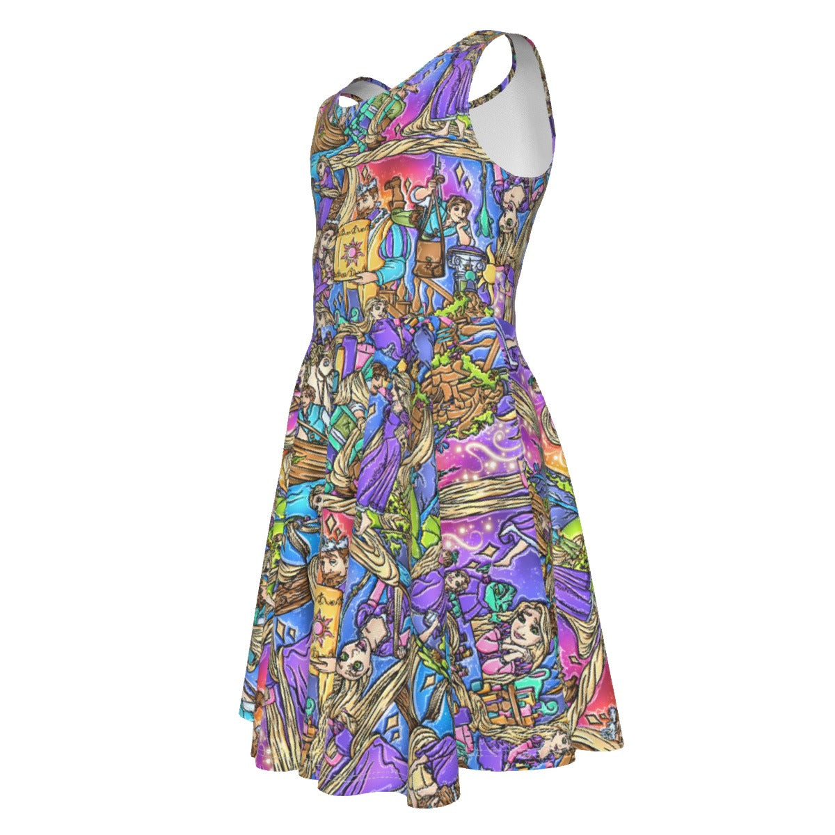 Golden Hair Storybook Scenes - Kid's Sleeveless Skater Dress