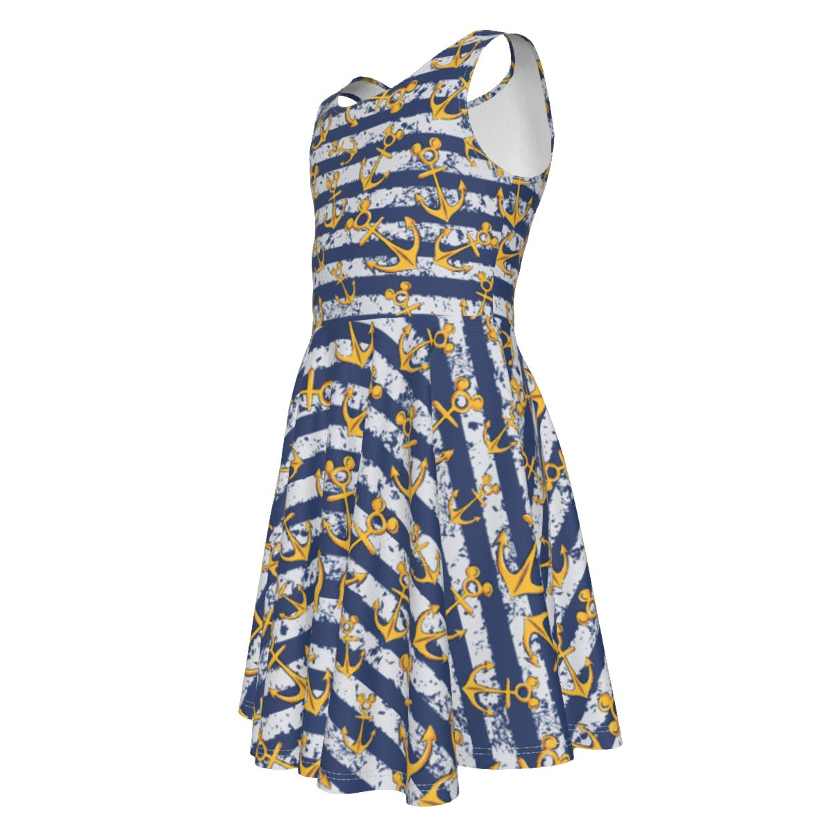 Nautical Mouse Ear Anchors - Kid's Sleeveless Skater Dress