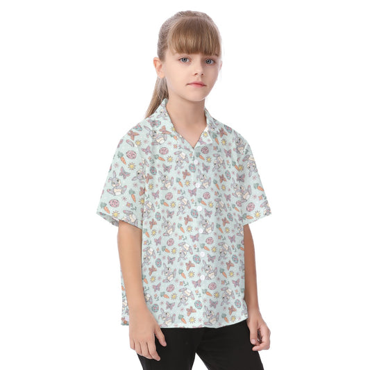 Springtime Bunny Cheer - Kid's Hawaiian Button Up Shirt