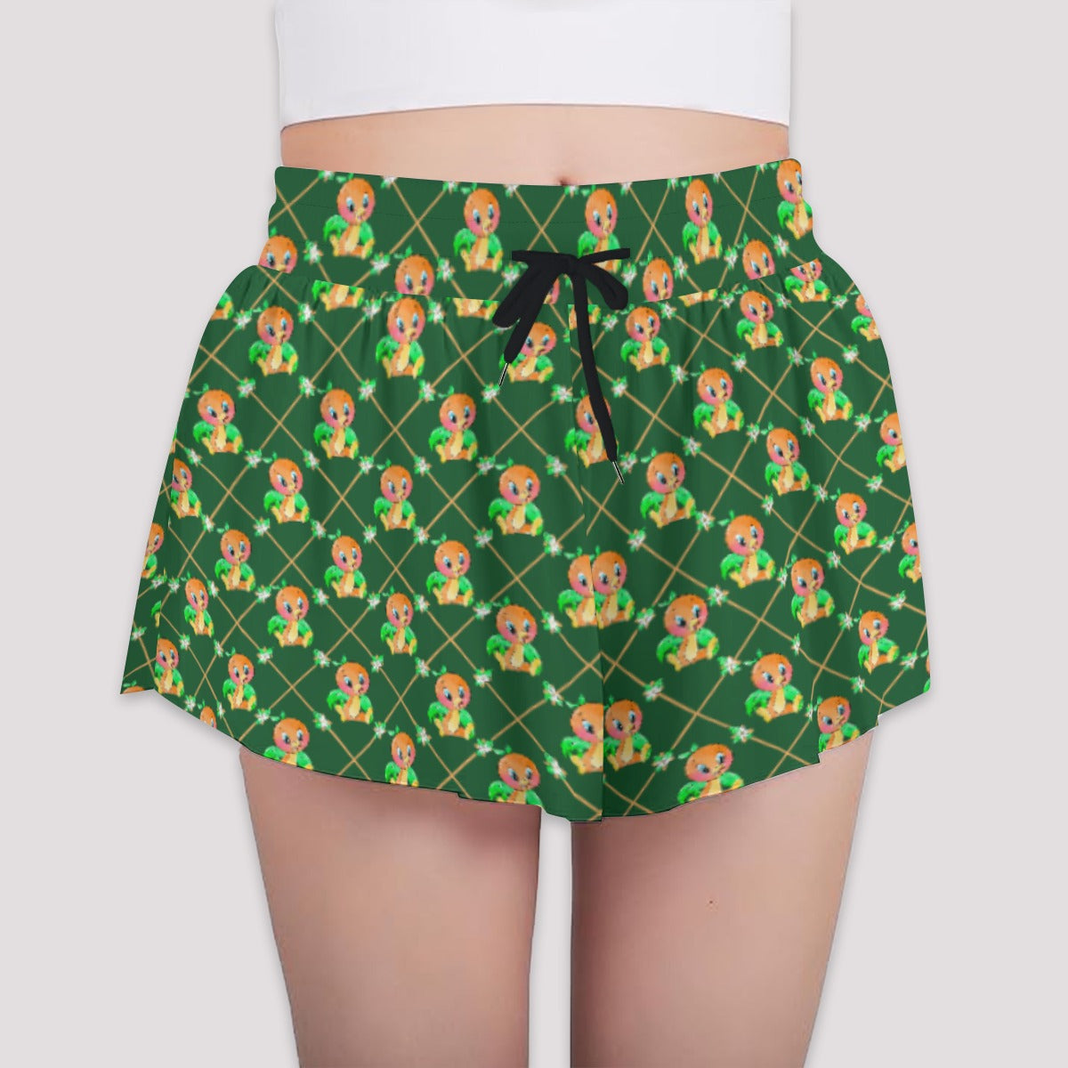 Geometric Citrus Delight - Girls’ Flowy Pocket Shorts