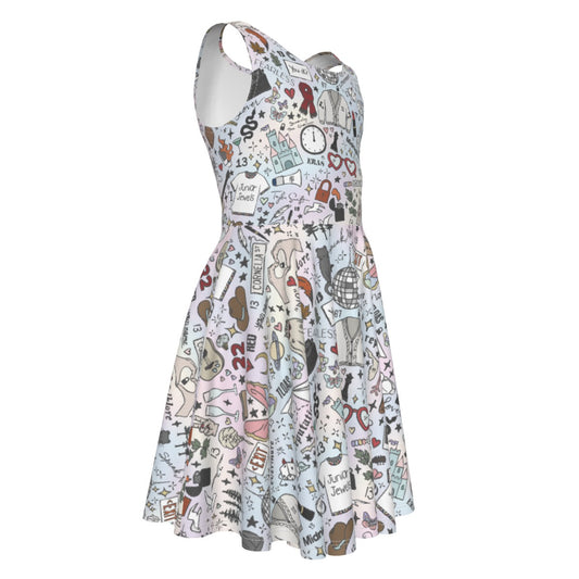 Every Era Collage - Kid's Sleeveless Skater Dress