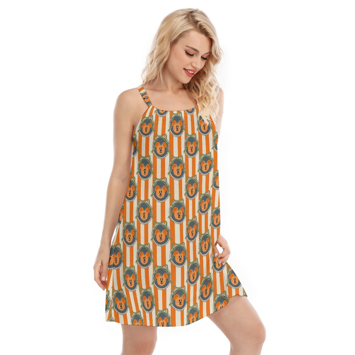 Pumpkin Cameo Stripes - Women’s Adjustable Sundress