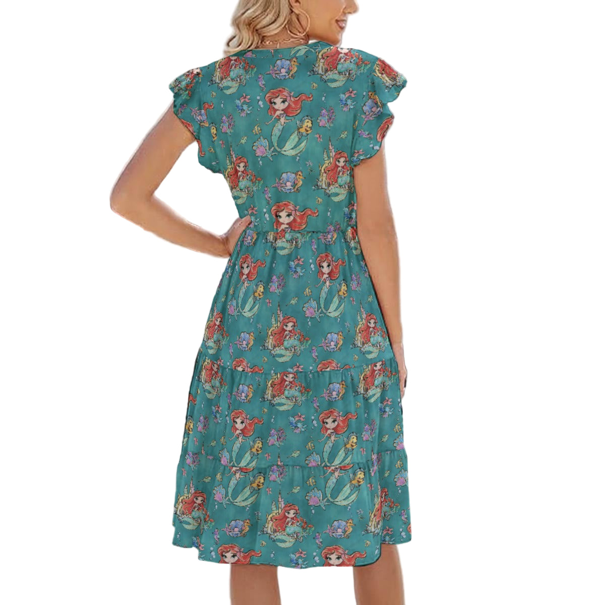 Whimsical Ocean Princess - Women's Tiered Pocket Midi Dress