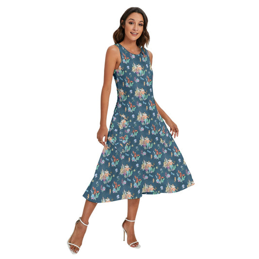 Whimsical Sea King and Crab - Women’s Diagonal Pocket Midi Dress