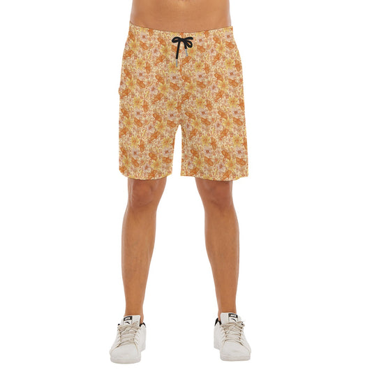 Orange Crystal Moths - Men’s Pocket Beach Shorts