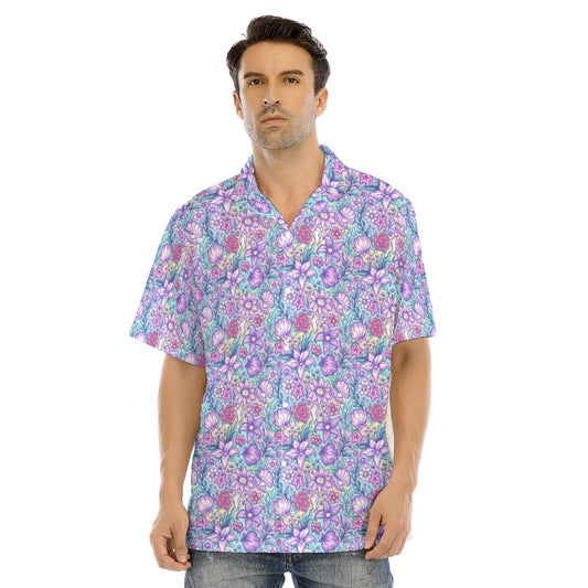 Fairytale Florals – Mermaid Princess - Men's Hawaiian Button Up Shirt