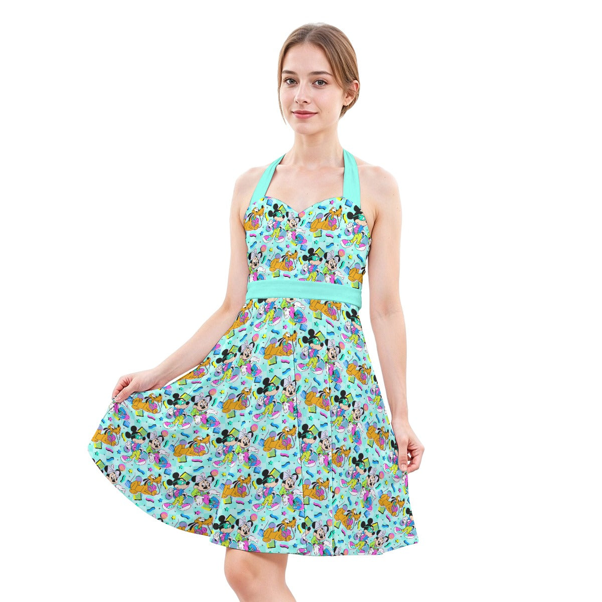 80s Pop Party Pals - Women's Halter Vintage Pocket Dress