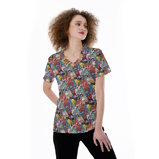 Undersea Crew Sketch - Women's Short Sleeve V-Neck T-Shirt