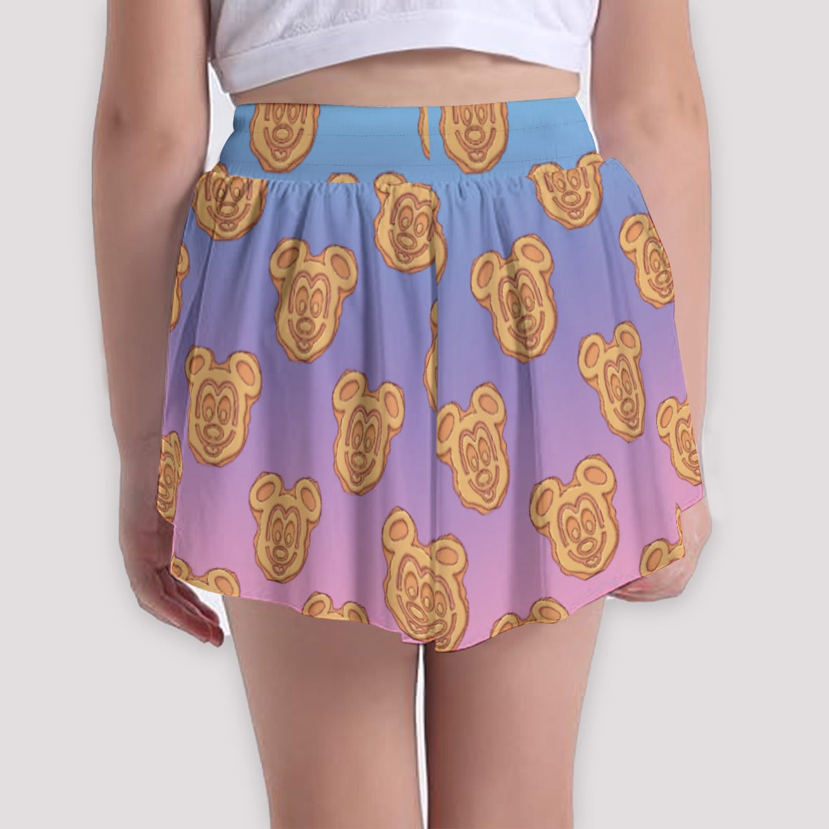 Rainbow Mouse Waffles - Girls’ Flowy Pocket Shorts