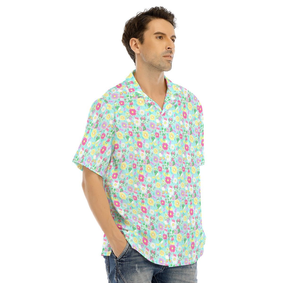 Neon Spring Floral Friendsends - Men's Hawaiian Button Up Shirt