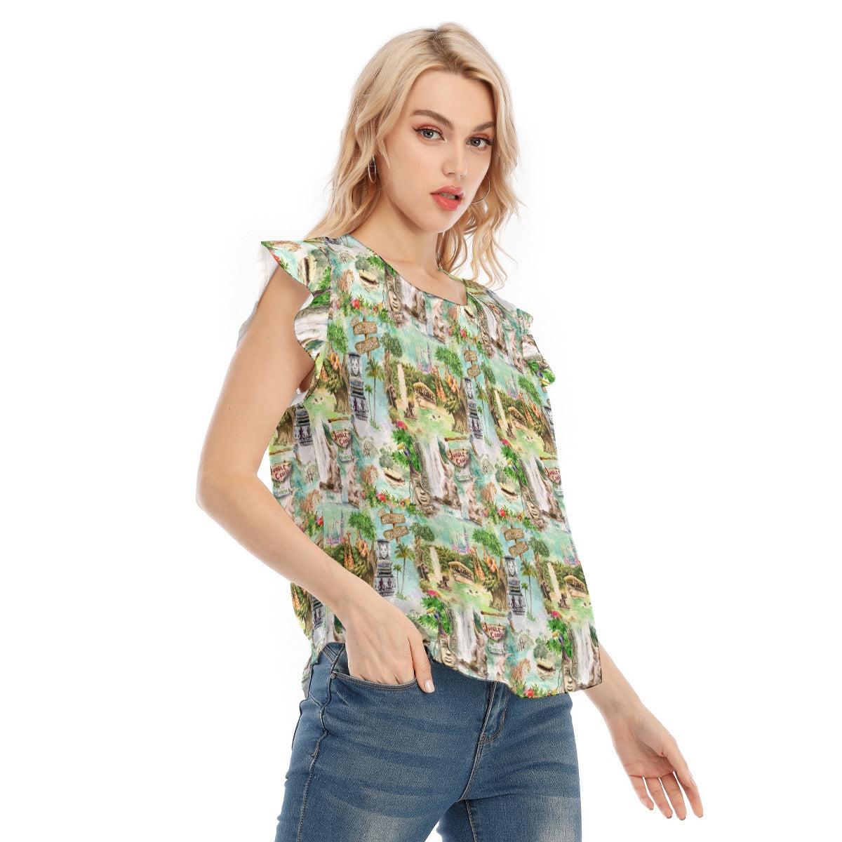 Jungle River Cruise - Women’s Flutter Sleeve Top