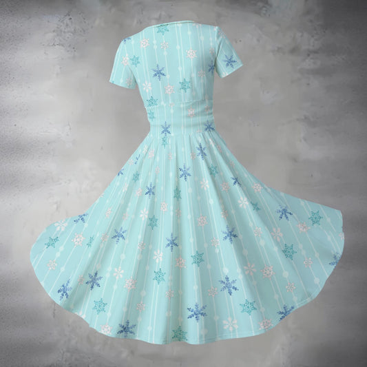 Ice Queen Snowflake Pattern - Women's V-Neck Ruched Midi Dress