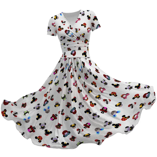 Wicked Mouse Ears - Women's V-Neck Ruched Midi Dress
