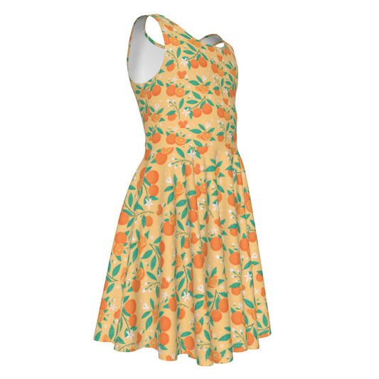 Hidden Citrus Delight - Kid's Sleeveless Skater Dress