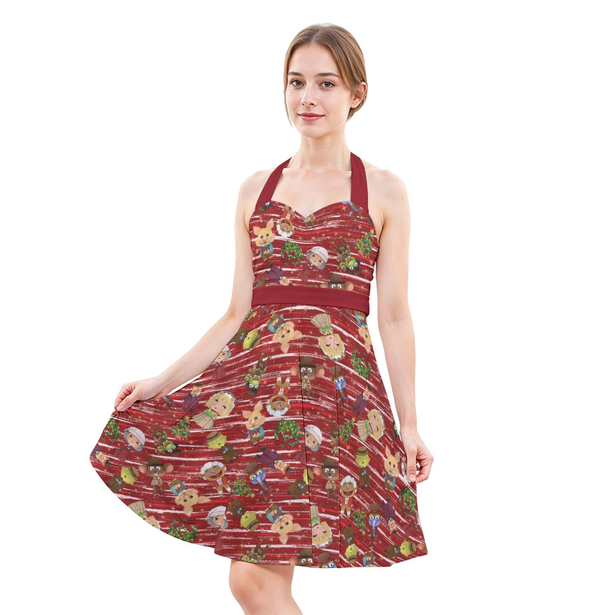 A Very Festive Puppet Christmas - Women's Halter Vintage Pocket Dress
