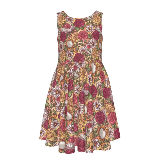 Fairytale Florals - Belle Inspired - Kid's Sleeveless Skater Dress