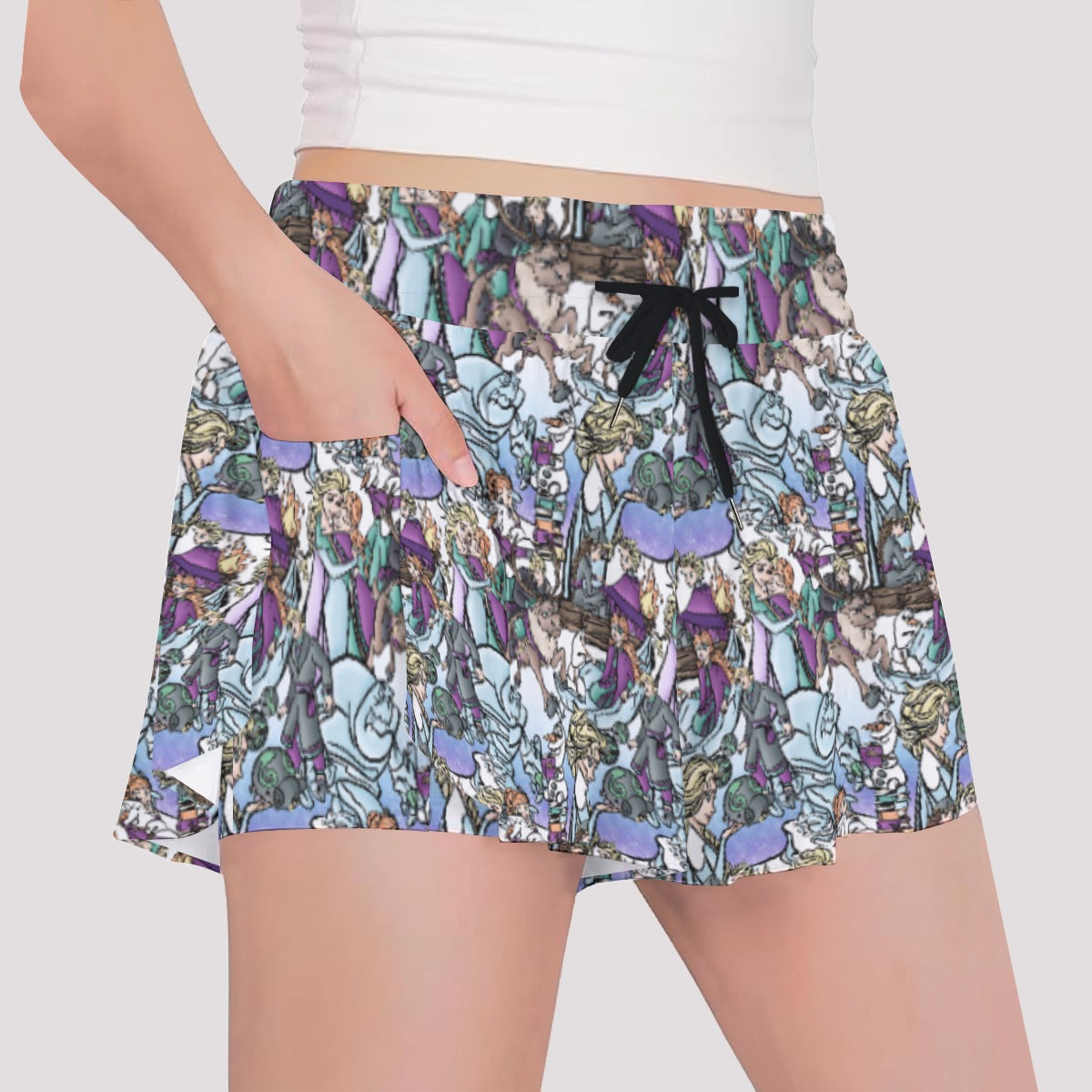 Enchanted Winter Journey - Girls’ Flowy Pocket Shorts