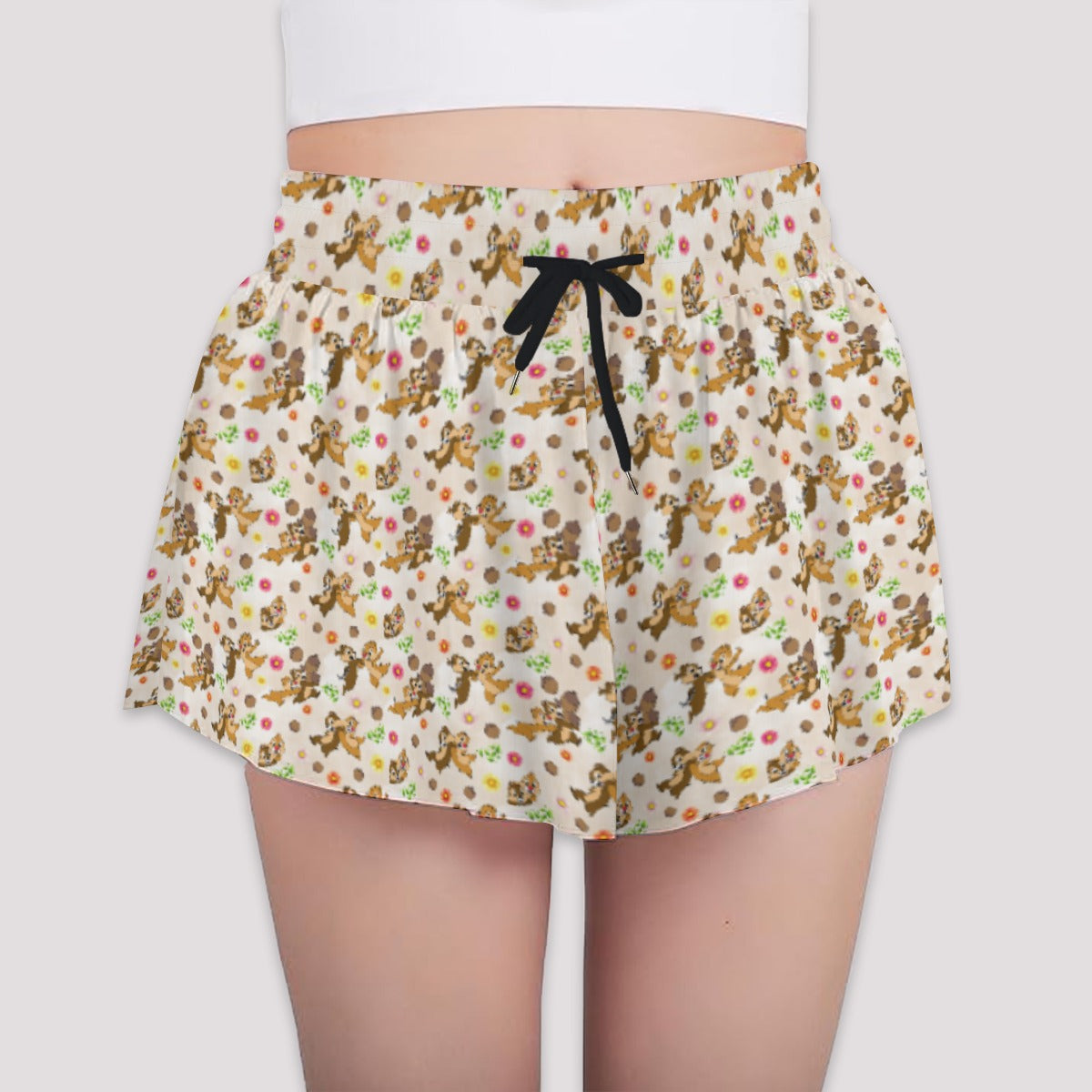 Cheeky Chipmunk Duo - Girls’ Flowy Pocket Shorts