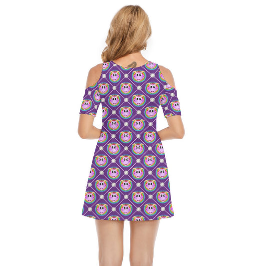 Geometric Figment - Women's Cold Shoulder Cotton Dress