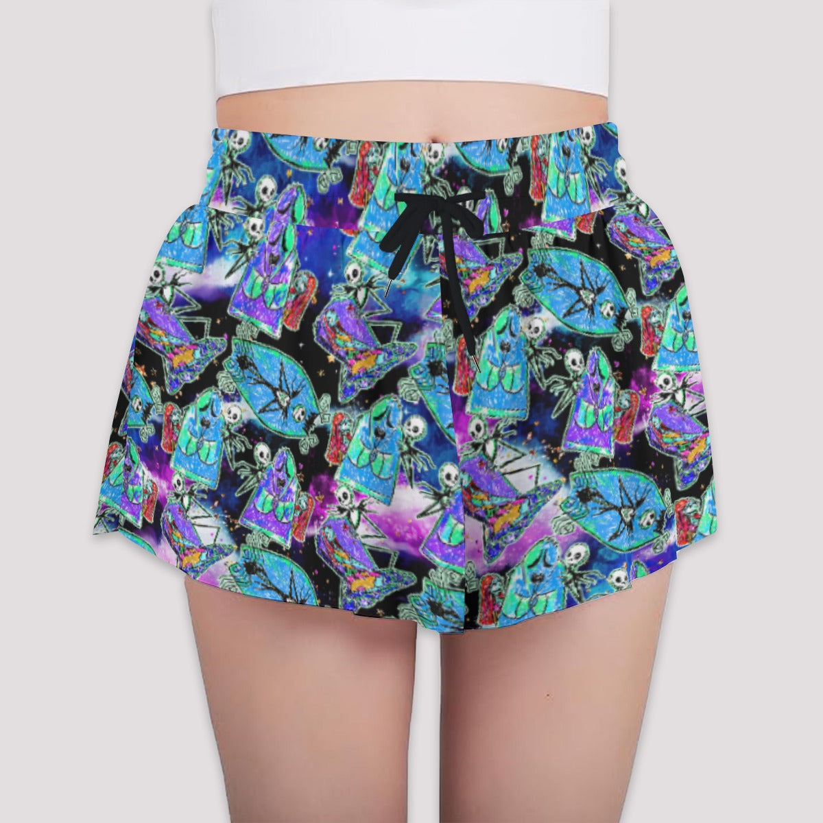 Haunting Romance Sketchched - Girls’ Flowy Pocket Shorts