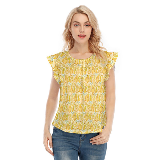 Fruitimals - Pineapple Penguins - Women’s Flutter Sleeve Top