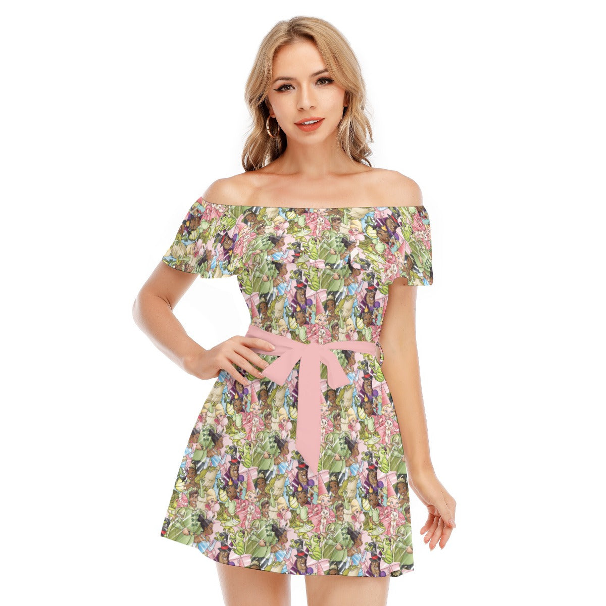 Bayou Royal Sketchched - Women's Off-shoulder Ruffle Dress