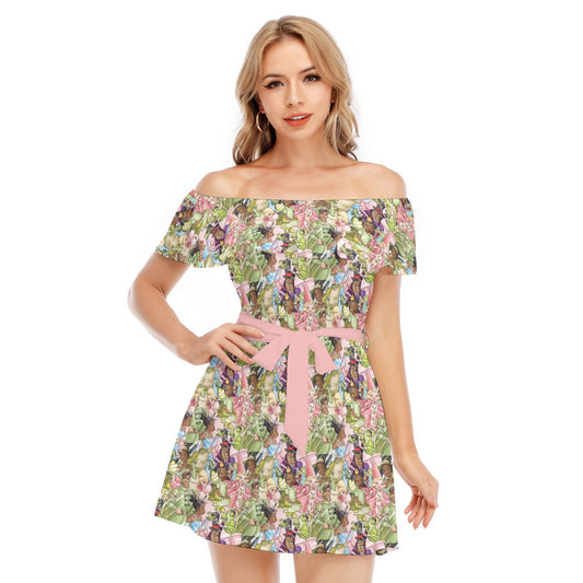 Bayou Royal Sketchched - Women's Off-shoulder Ruffle Dress