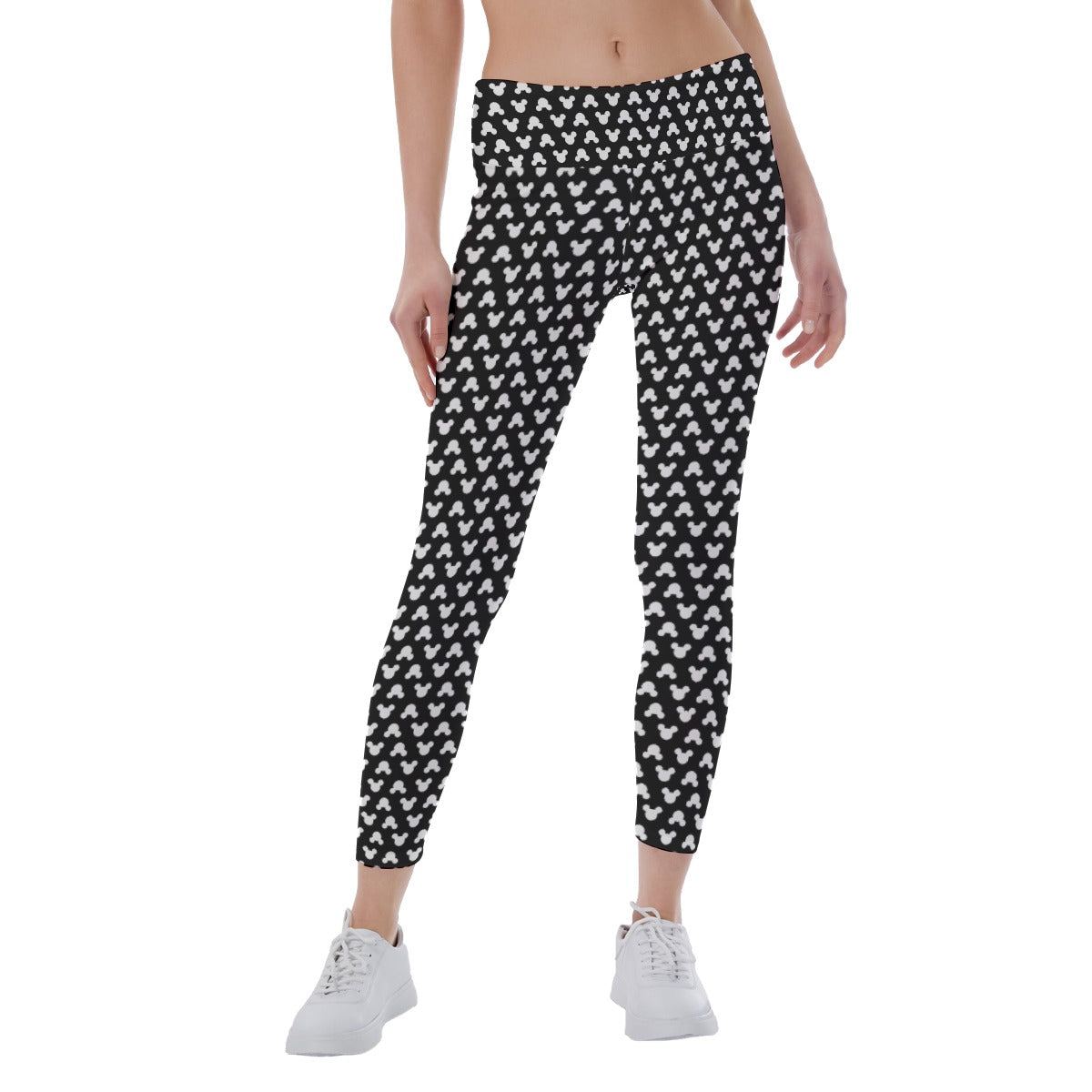 Playful Polka Dot Ears Black - Women's Yoga Leggings