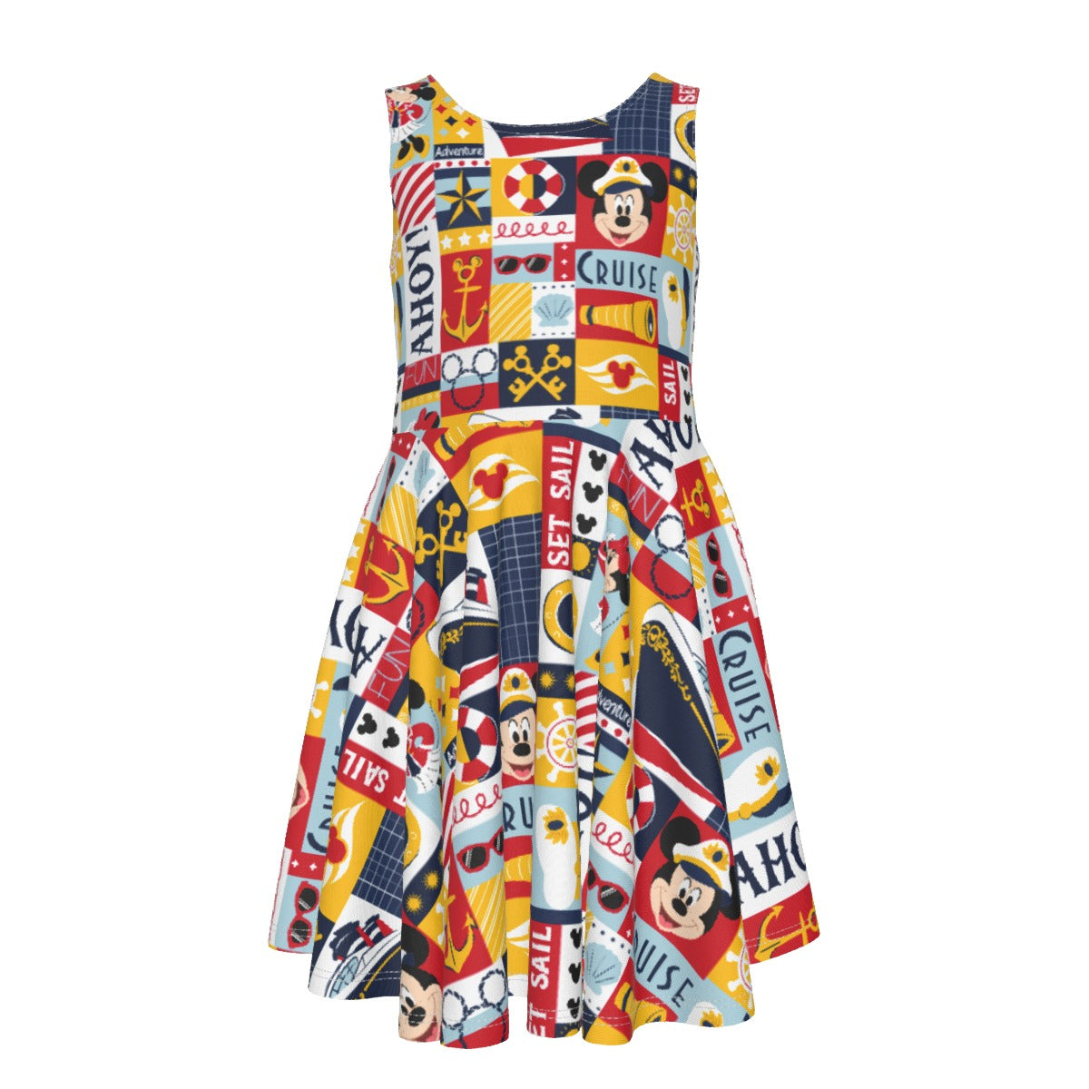 Nautical Cruise Patchwork - Kid's Sleeveless Skater Dress