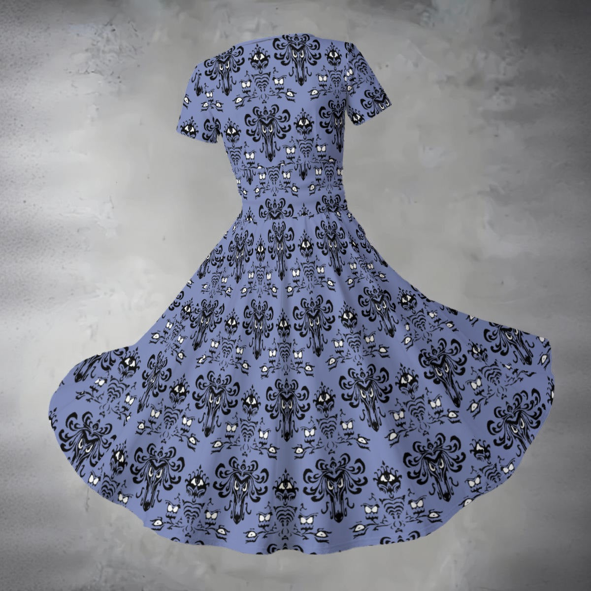 Spooky Mansion Wallpaper - Women's V-Neck Ruched Midi Dress