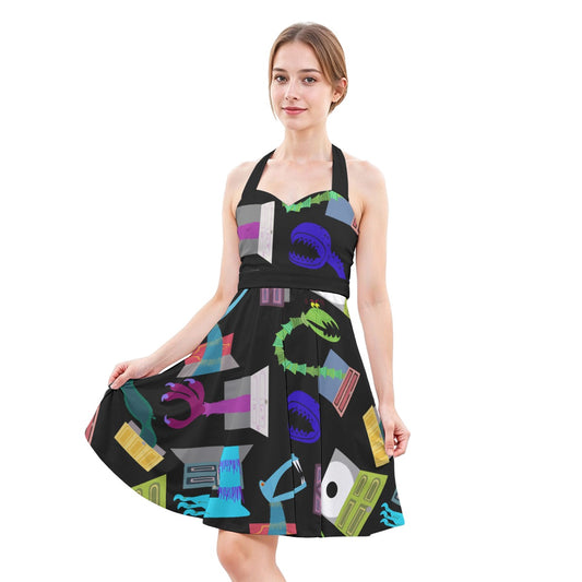Monsters in Closets - Women's Halter Vintage Pocket Dress