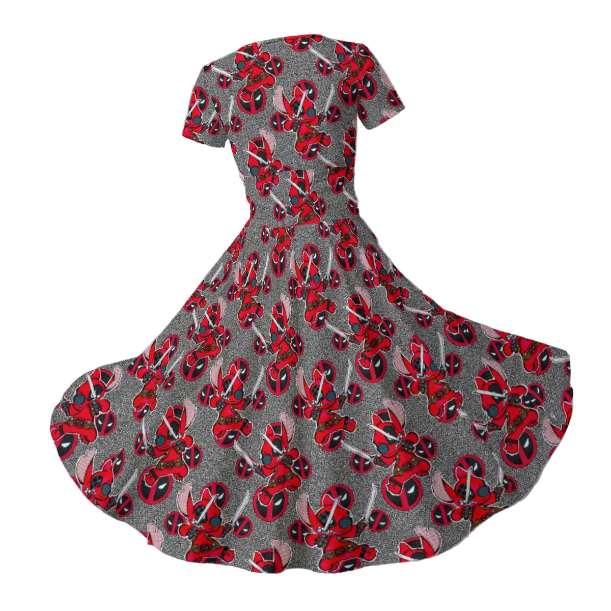 Superhero Stitch - Red Masked Hero - Women's V-Neck Ruched Midi Dress