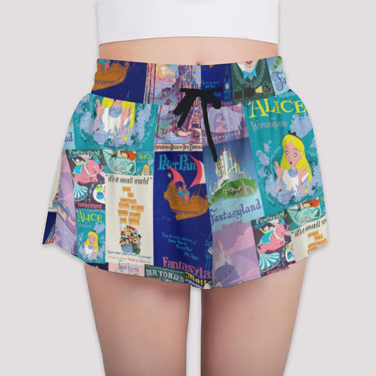 Vintage Fantasy Ride Posters - Girls’ Flowy Pocket Shorts