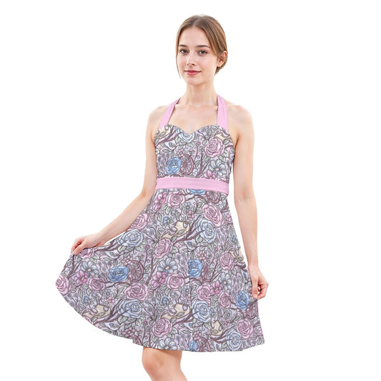Fairytale Florals – Sleeping Enchantment - Women's Halter Vintage Pocket Dress