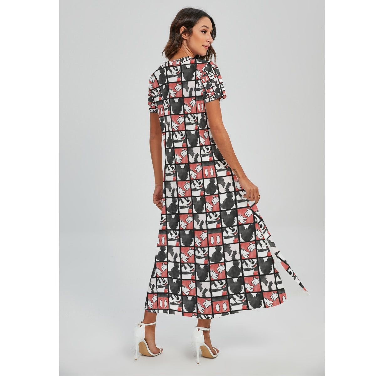 Mouse Block Party - Women's V-Neck Side Split Maxi Dress