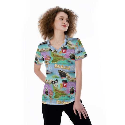 Tropical Castaway Island - Women's Short Sleeve V-Neck T-Shirt
