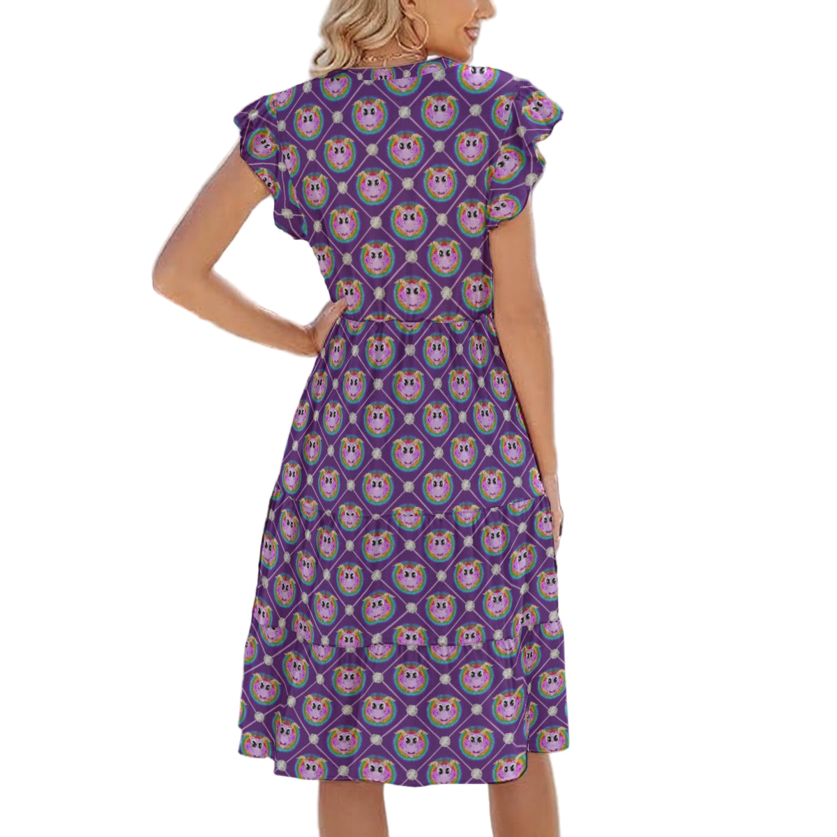 Geometric Figment - Women's Tiered Pocket Midi Dress
