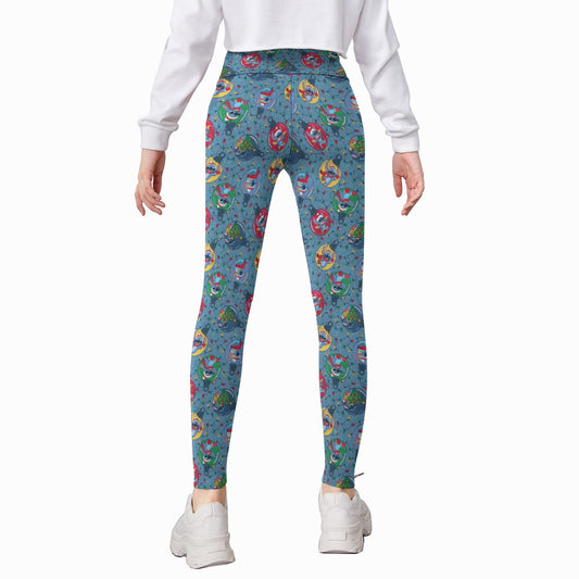 Holiday Baubles with Mischievous Blue Alien - Kid's Leggings