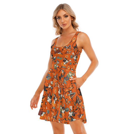 Vintage Halloween Parade - Women's Sleeveless Pocket Skater Dress
