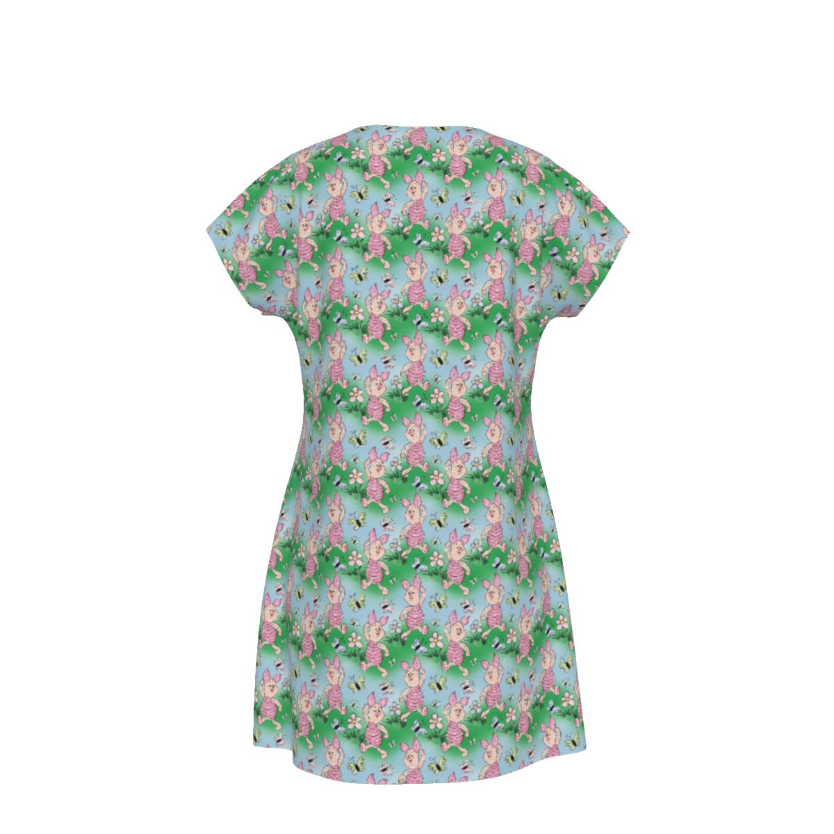 Sketched Shy Friend and Butterflies - Women's T-Shirt Dress