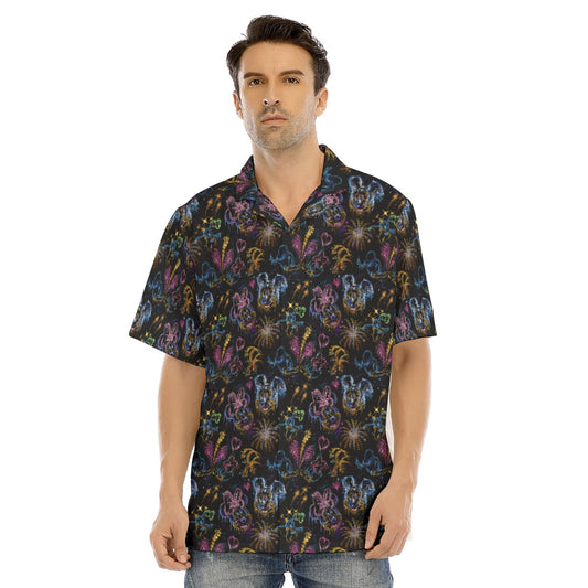 Mouse Friends’ Love in the Sky - Men's Hawaiian Button Up Shirt