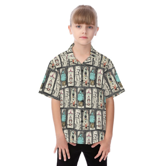 Stretching Haunted Nightmare - Kid's Hawaiian Button Up Shirt