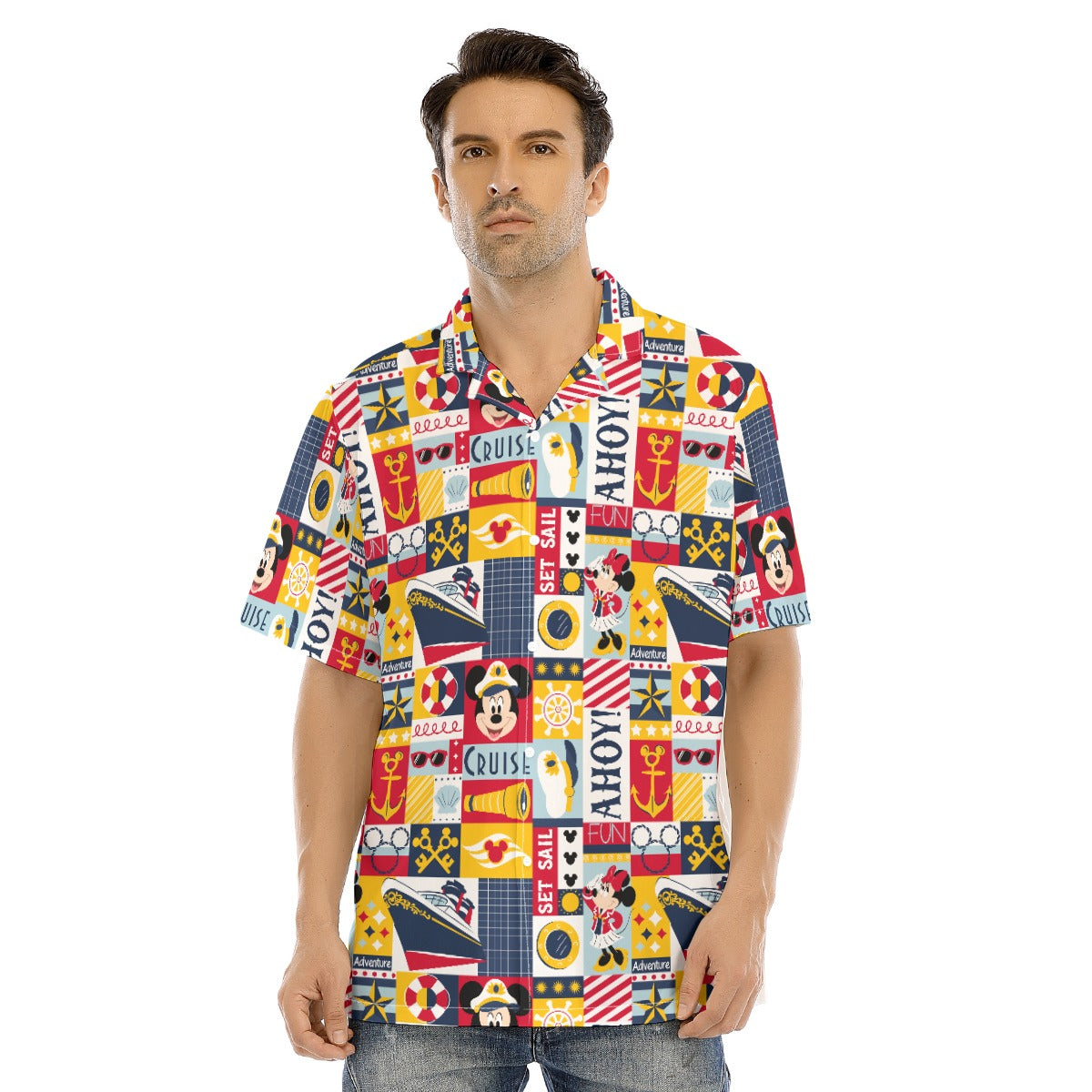 Nautical Cruise Patchwork - Men's Hawaiian Button Up Shirt